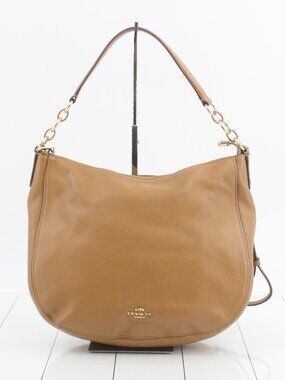Coach Tan Leather Hobo Bag with Gold Hardware